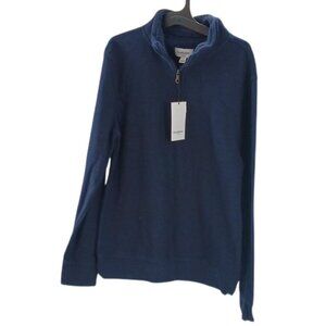 Goodfellow & Co Mens S Navy Blue Quarter Zip Long Sleeve Pullover Sweater